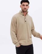 New Look Relaxed Funnel Neck Sweater With Button Detail In Stone-neutral