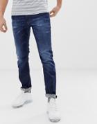 Diesel Thommer Stretch Slim Fit Jeans In 0878n Mid Dark Wash - Blue