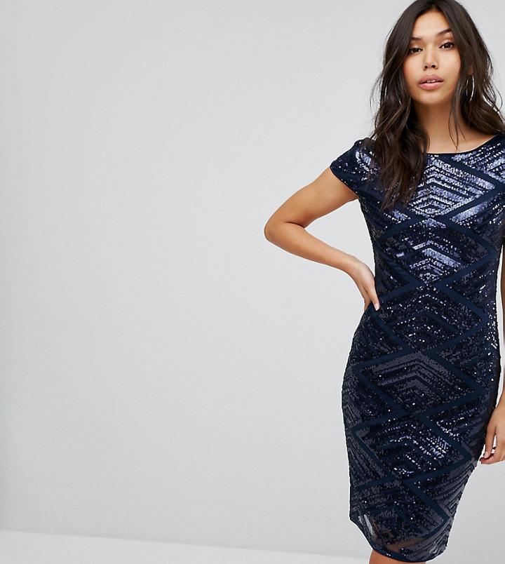 Tfnc Mini Sequin Dress With Cap Sleeve - Navy