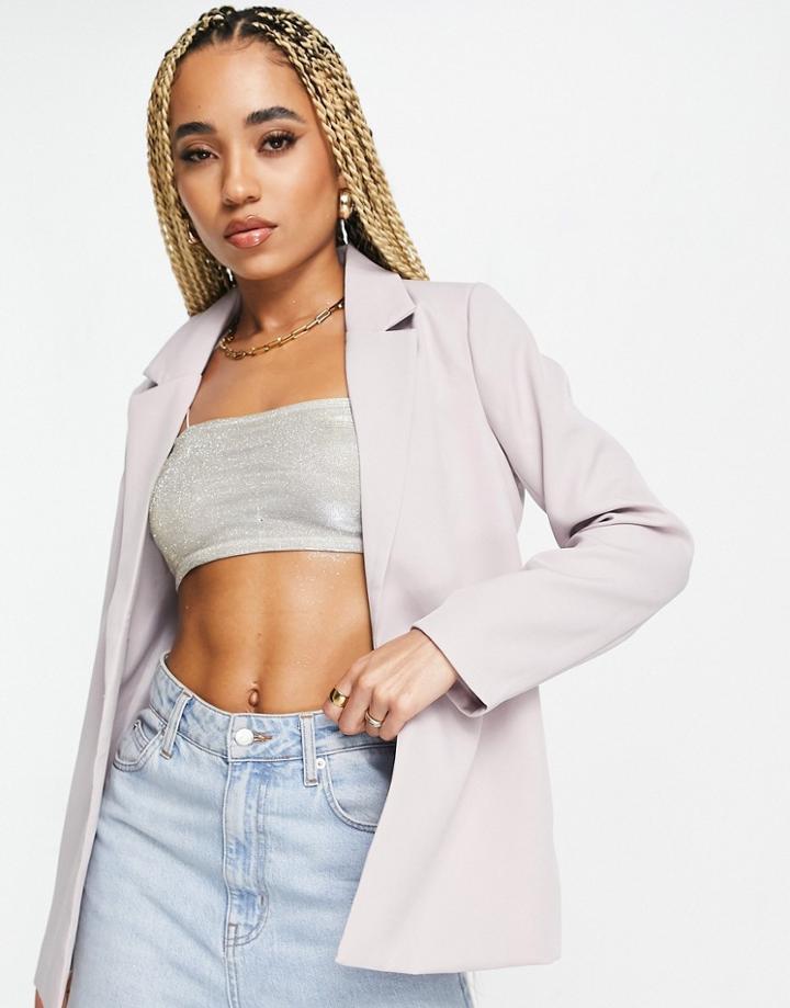 Missguided Oversized Boyfriend Blazer In Gray