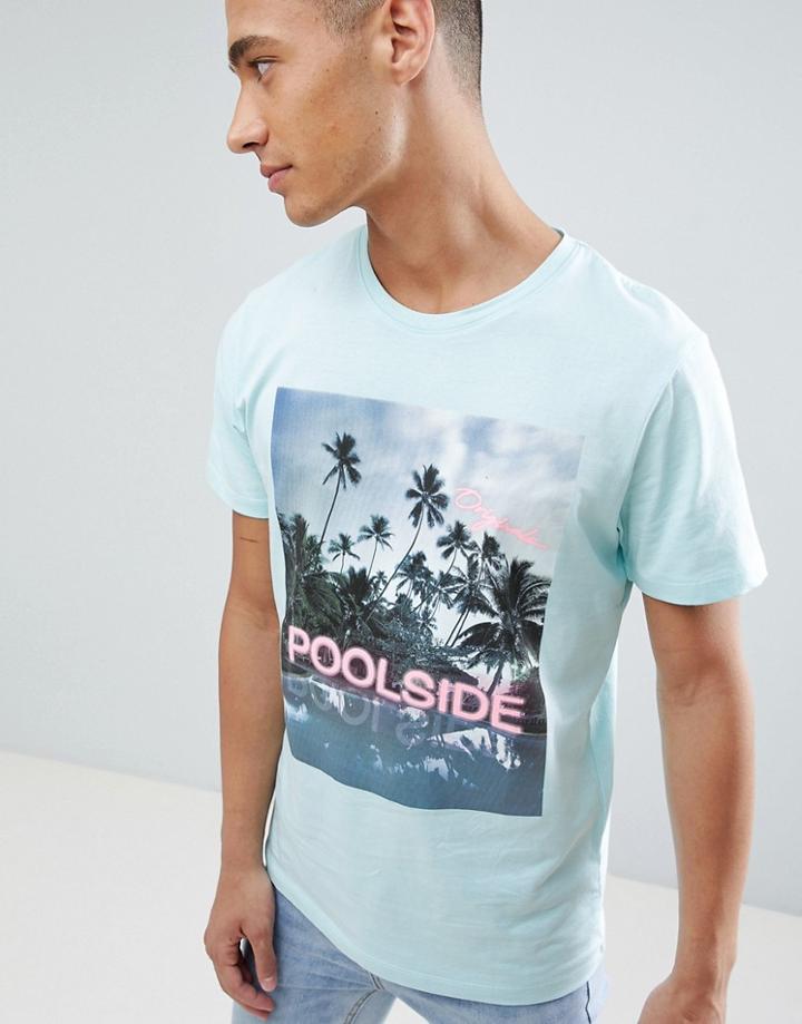 Jack & Jones Originals T-shirt With Neon Pool Print - Blue