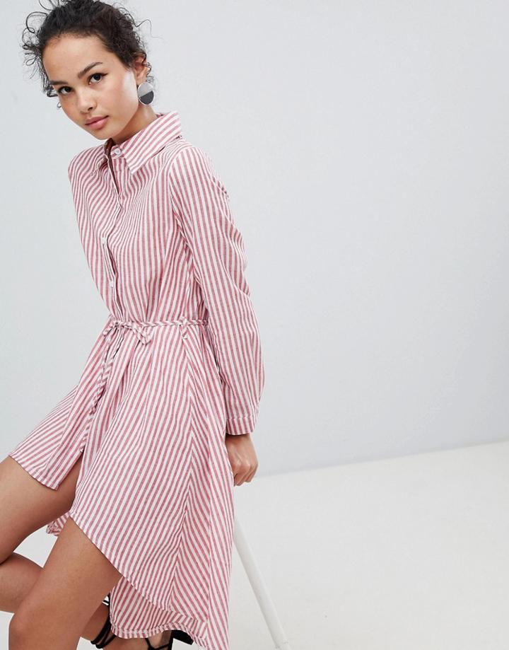 Qed London Shirt Dress - Red