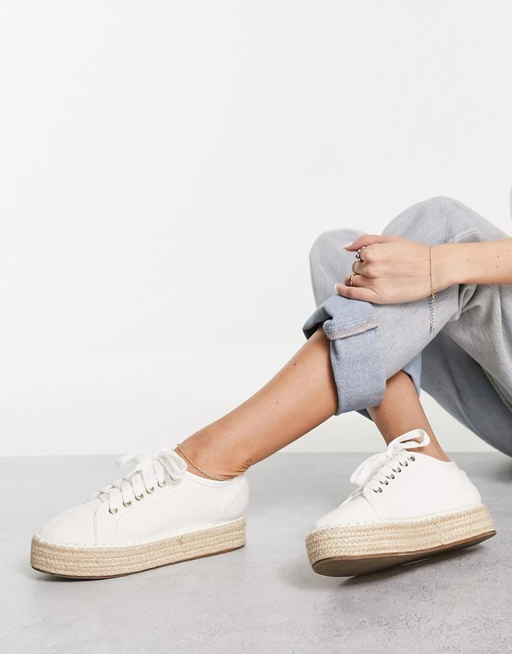 Asos Design Josh Flatform Espadrille Sneakers In Off White