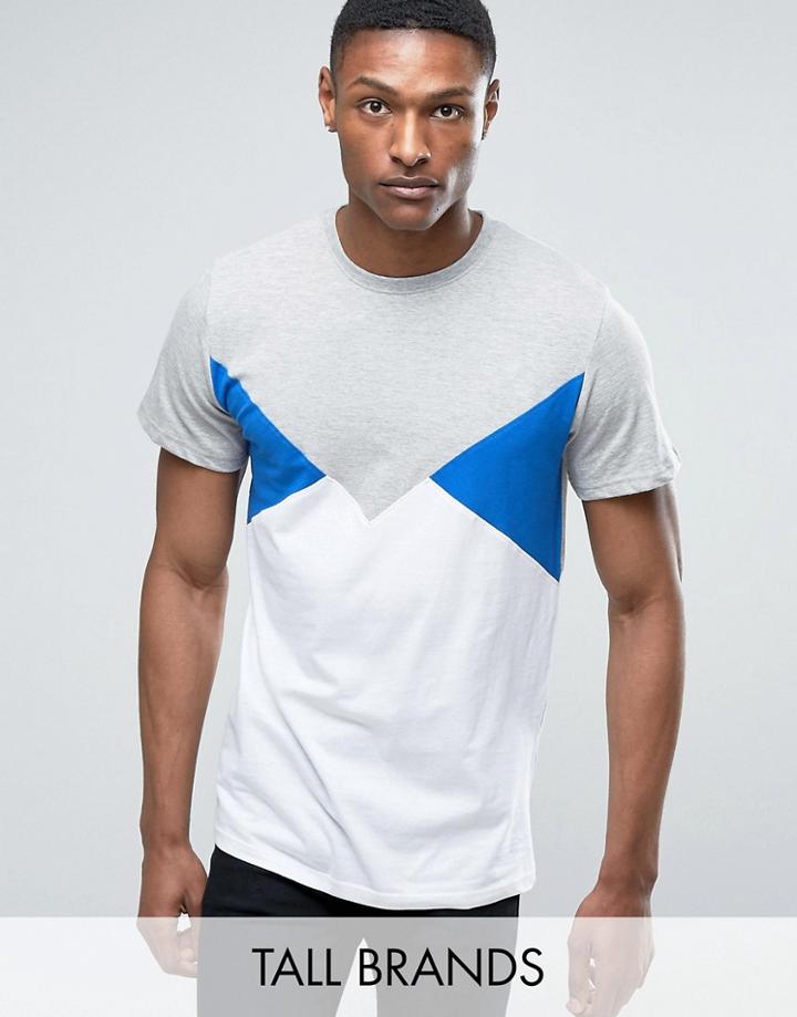 Jacamo Tall T-shirt With Blue And White Panels In Gray - Gray