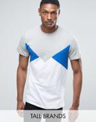 Jacamo Tall T-shirt With Blue And White Panels In Gray - Gray