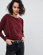 Allsaints Popper Detail Sweater - Red