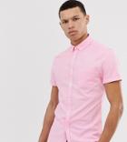 Asos Design Tall Casual Skinny Oxford Shirt In Pink - Pink