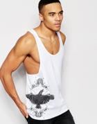 Asos Tank With Extreme Racer Back And Eagle Side Print - White