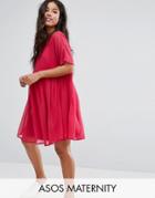 Asos Maternity Woven Smock Dress - Red