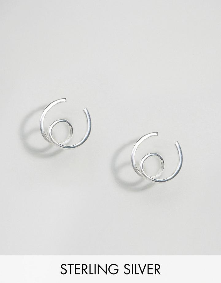 Asos Sterling Silver Spiral Hoop Earrings - Silver