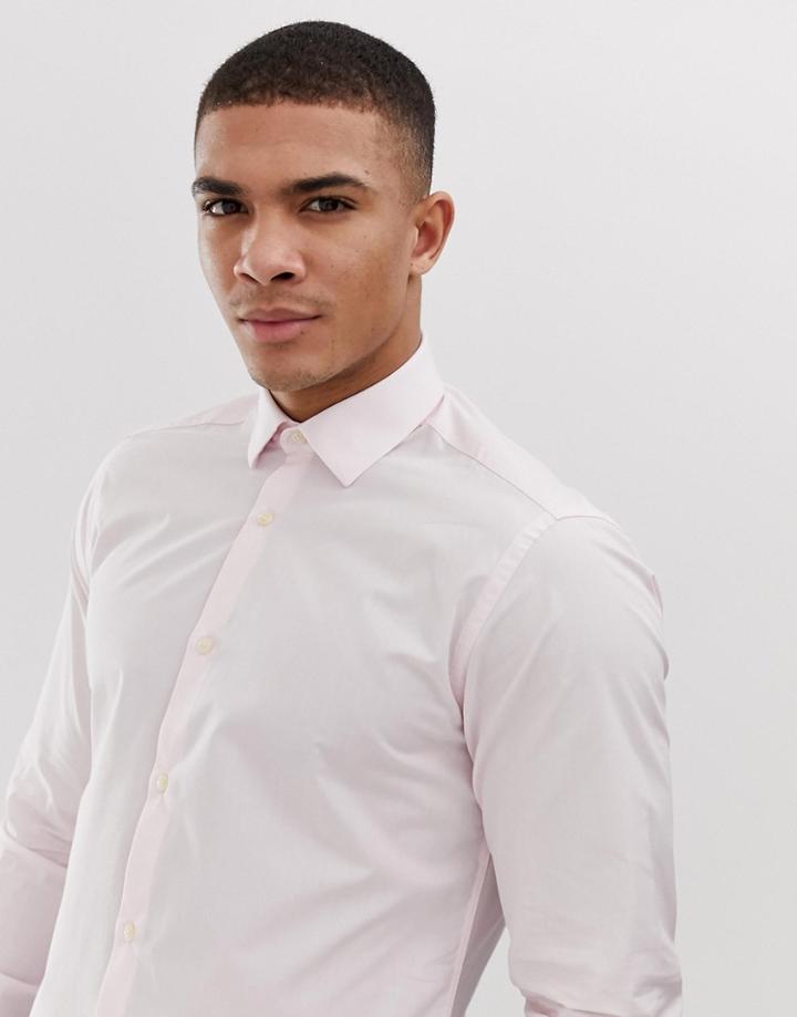 French Connection Plain Poplin Slim Fit Shirt-pink