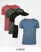 Asos T-shirt With Scoop Neck 5 Pack Save 20%