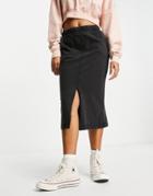 Pieces Jersey Midi Skirt With Front Split In Washed Black - Part Of A Set