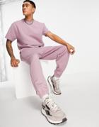 Asos Design Oversized Quilted Sweatpants - Part Of A Set-pink