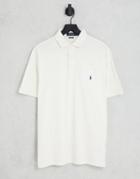 Polo Ralph Lauren Icon Logo Pocket Cotton Linen Polo In Cream-white