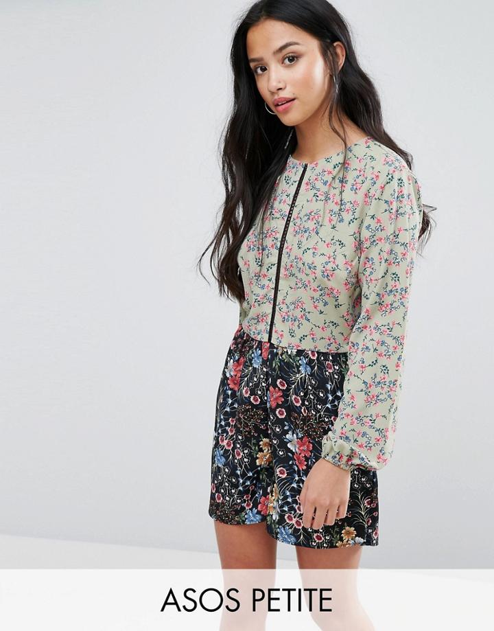 Asos Petite Pretty Floral Mix & Match Playsuit - Multi
