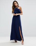 Little Mistress Embellished Maxi Dress With Ruffle Detail - Navy