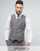Noak Super Skinny Vest In Fleck Wool - Gray