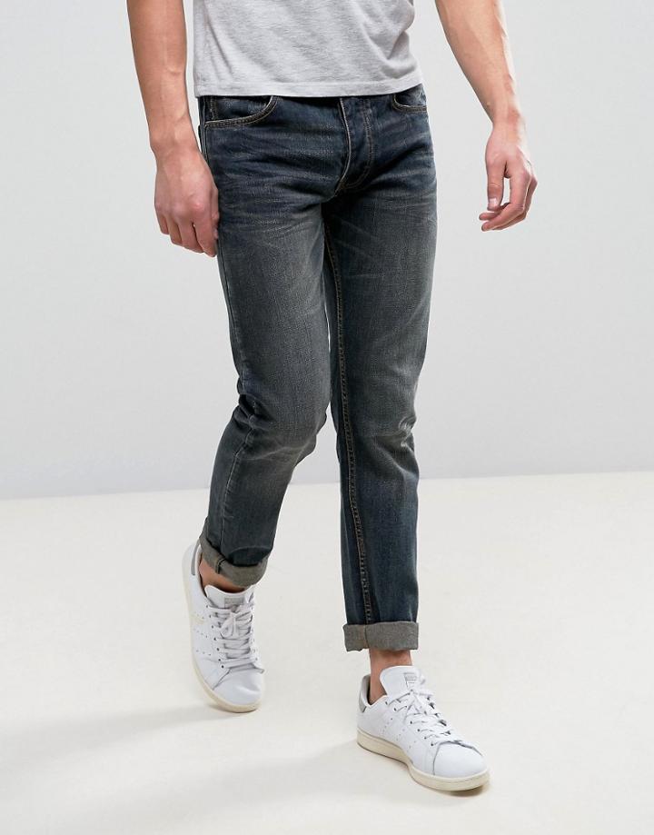 Bellfield Washed Indigo Slim Fit Jeans - Blue