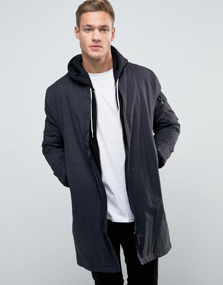 New Look Longline Ma1 Bomber In Black - Black