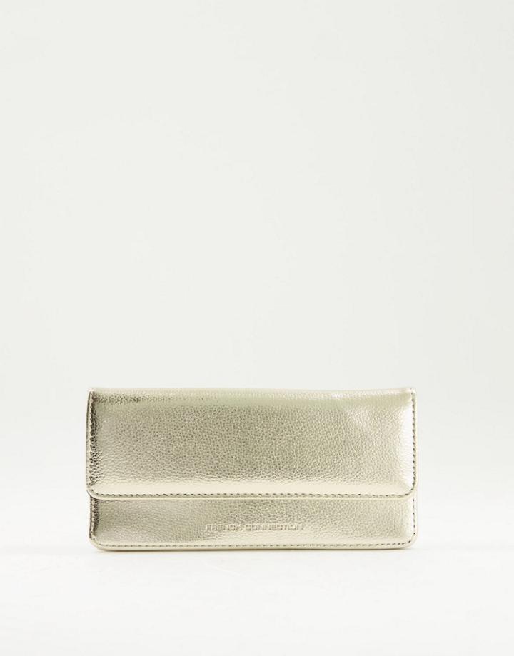 French Connection Classic Wallet In Metallic Gold