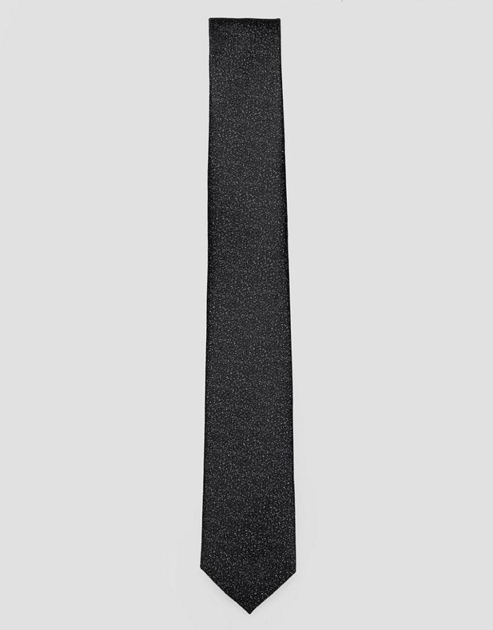 Selected Homme Black Tie With Speckle Detail - Black