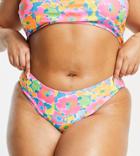 We Are We Wear Plus Sonia Bikini Bottom In Neon Retro Floral-multi