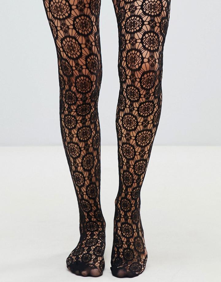 Gipsy Circle Floral Tights - Black