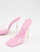 Public Desire Amaze Clear Heel Mule Sandals In Pink