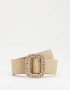 Asos Design Covered Buckle Waist And Hip Belt In Beige-neutral