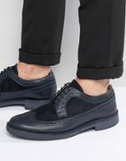 Selected Homme Ronald Leather Brogue Shoes - Navy