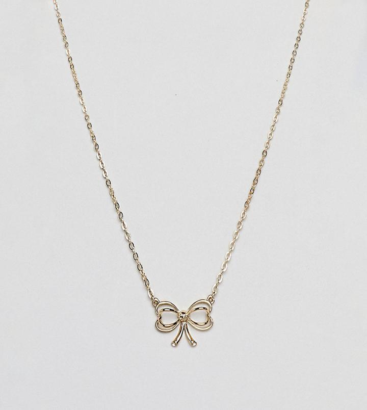 Ted Baker Gold Bow Pendant Necklace - Gold