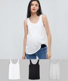 Asos Design Maternity Ultimate Tank 3 Pack Save-multi