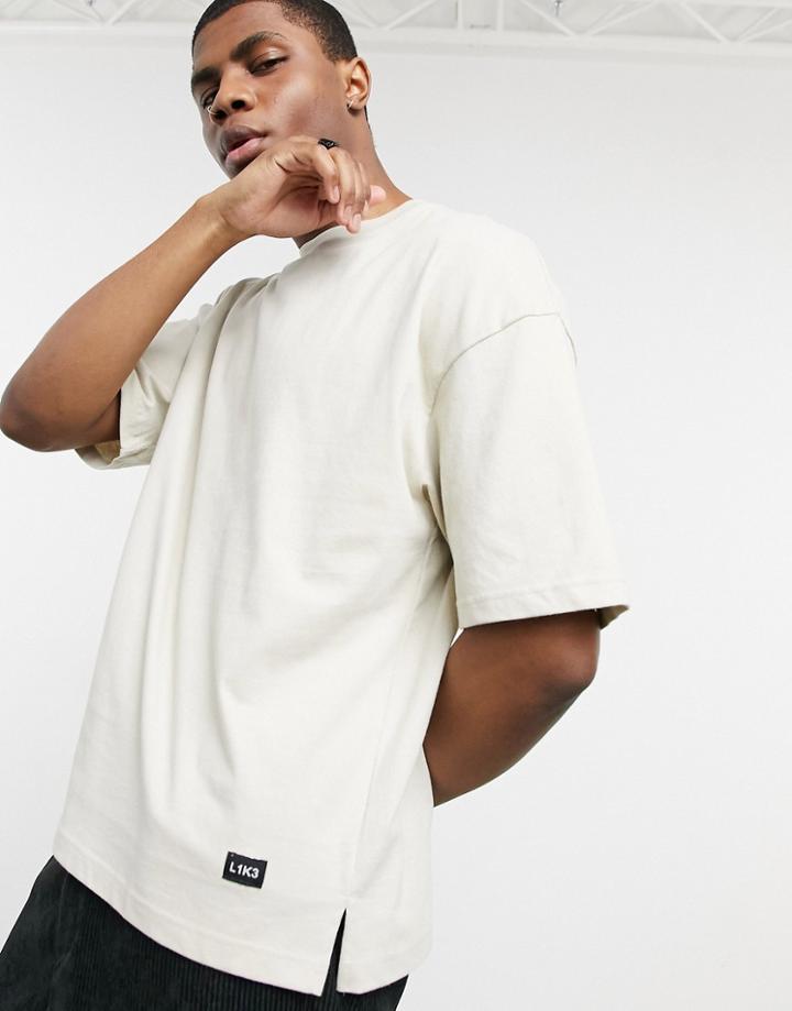 Bershka Oversized T-shirt In Stone-neutral