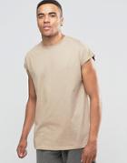 Asos Oversized Sleeveless T-shirt In Beige - Silver Mink