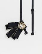 Asos Design Embellished Bow Tie In Black - Black