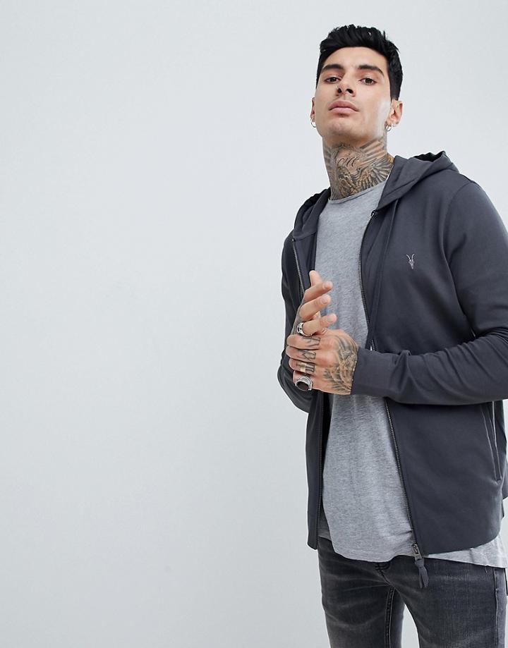 Allsaints Hoodie In Washed Black - Black