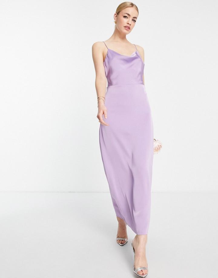 Vila Bridesmaid Exclusive Cami Maxi Dress With Cowl Neck In Purple Satin