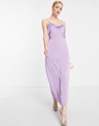 Vila Bridesmaid Exclusive Cami Maxi Dress With Cowl Neck In Purple Satin