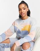 New Look Tropical Scene Sweater In Multi