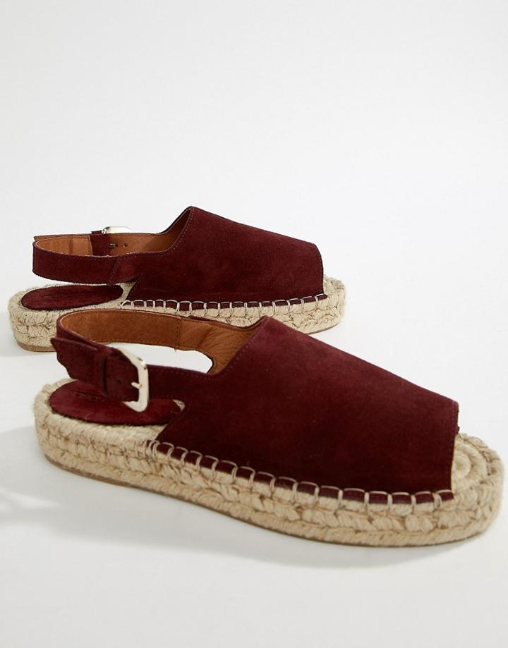 Asos Design Jacmel Premium Suede Espadrilles - Red