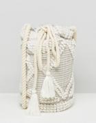 South Beach Drawstring Shoulder Bag In Natural - Cream