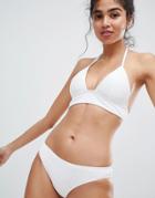 New Look Rib Longline Bikini Top - White