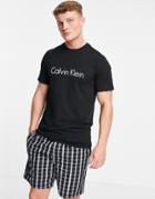 Calvin Klein Loungewear Short Set In Black/black Check