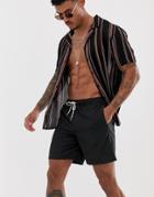 Asos Design Swim Shorts In Black Mid Length - Black