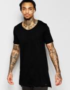 Diesel T-shirt T-marcuso Wide Neck Loose Longline In Black - Black