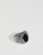 Rebel Heritage Black Onyx Stone Ring - Silver
