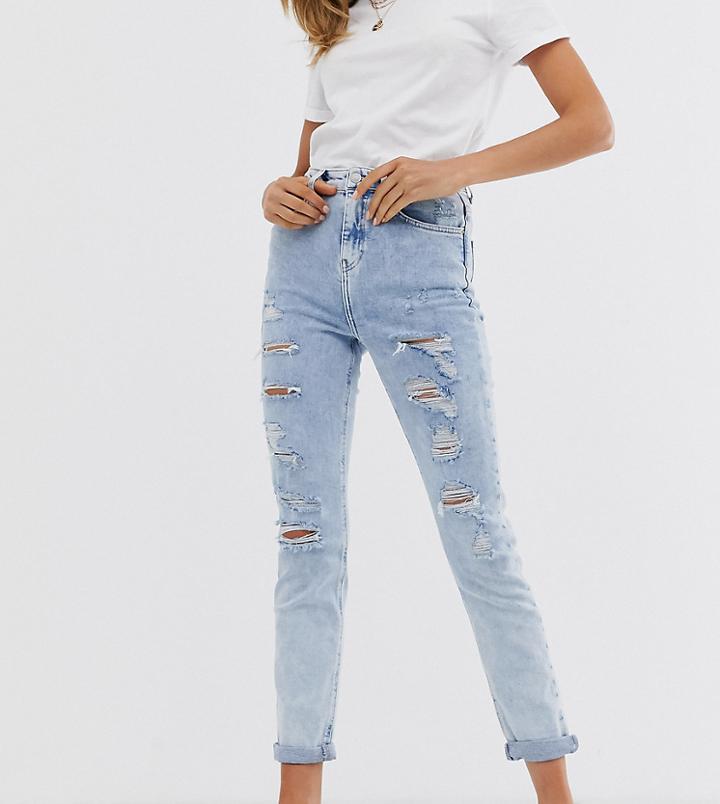 New Look Ripped Skinny Jeans In Light Blue