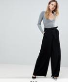 Y.a.s Tall High Waisted Wide Leg Pants - Black