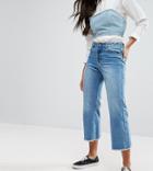 Liquor N Poker Wide Leg Cropped Jean With Raw Hem - Blue